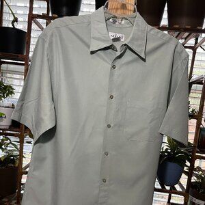 Alfani Light Green Short Sleeve Button Front Shirt Mens Medium